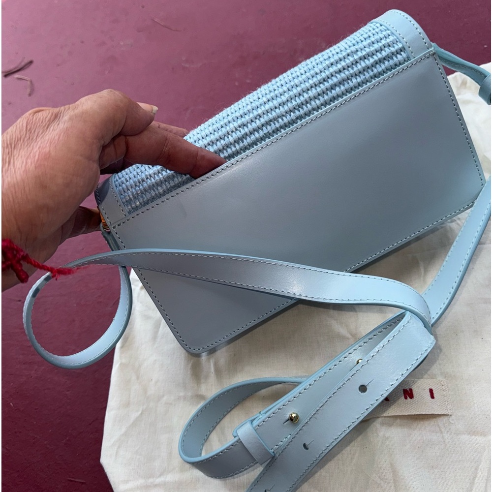 Marni Trunk Leather Shoulder Bag Light Blue Small NWT - Picture 9 of 13